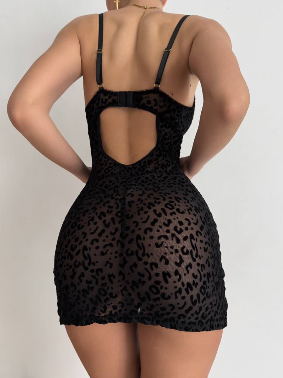 Flok Tül Elbise — Siyah Leopar — Siyah Leopar, 2. görünüm