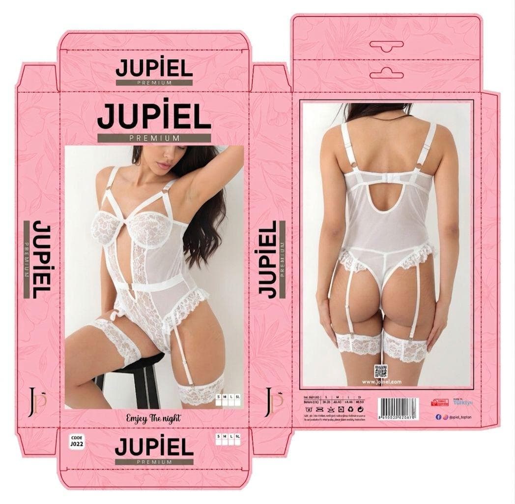 Kutulu Jartiyerli Body J022–J023 — Beyaz